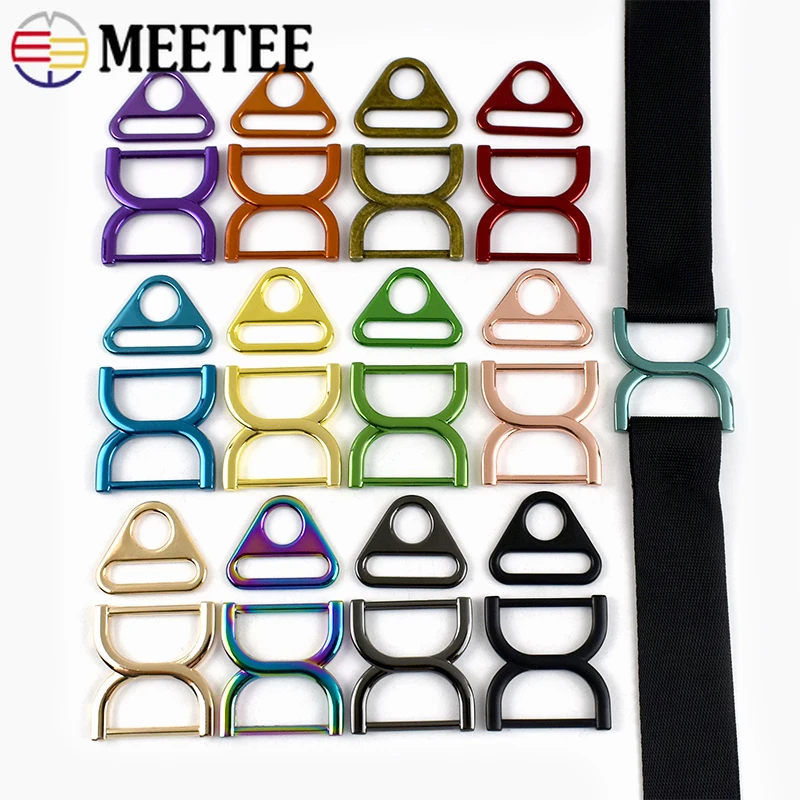 

25mm 10Pcs Metal Buckles Tri-Glide Slider Clasp for Bag Strap Adjust Ring Belt Buckle Webbing Decor Connect Hook DIY Accessories