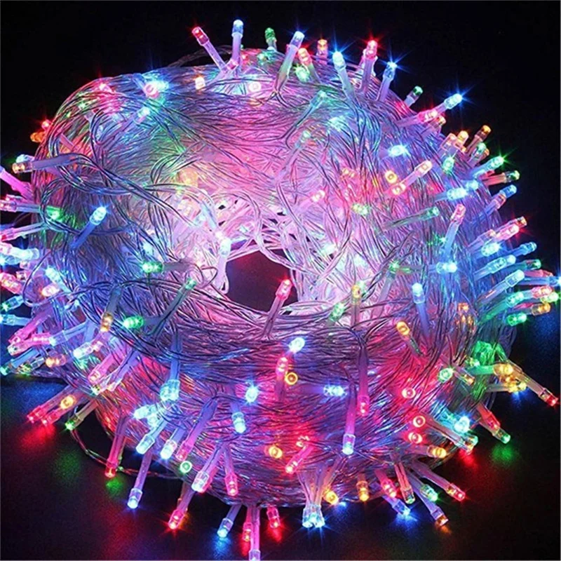 Guirnalda de luces Led de Navidad, iluminación de vacaciones para boda, fiesta, decoración de guirnalda, 9 colores, 8 modos, AC220V/110V, 5m, 10m, 20m, 50m