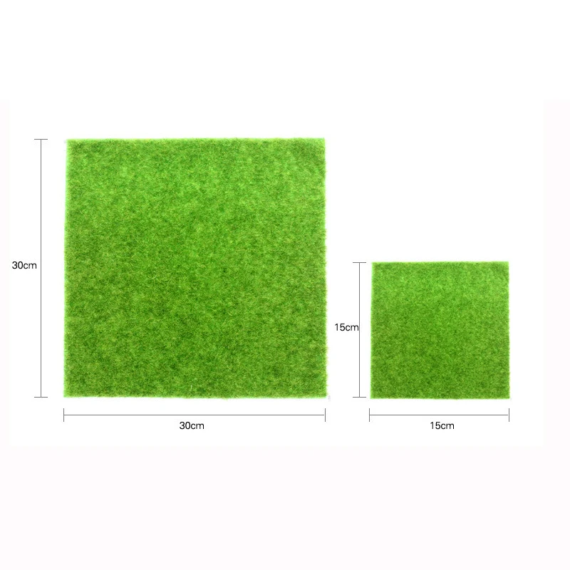 15x15CM/30x30CM Mini Simulation Flocking Turf Model Diy Lawn Moss Micro Landscape Plant Layout Materials Diorama Kit 1Pcs