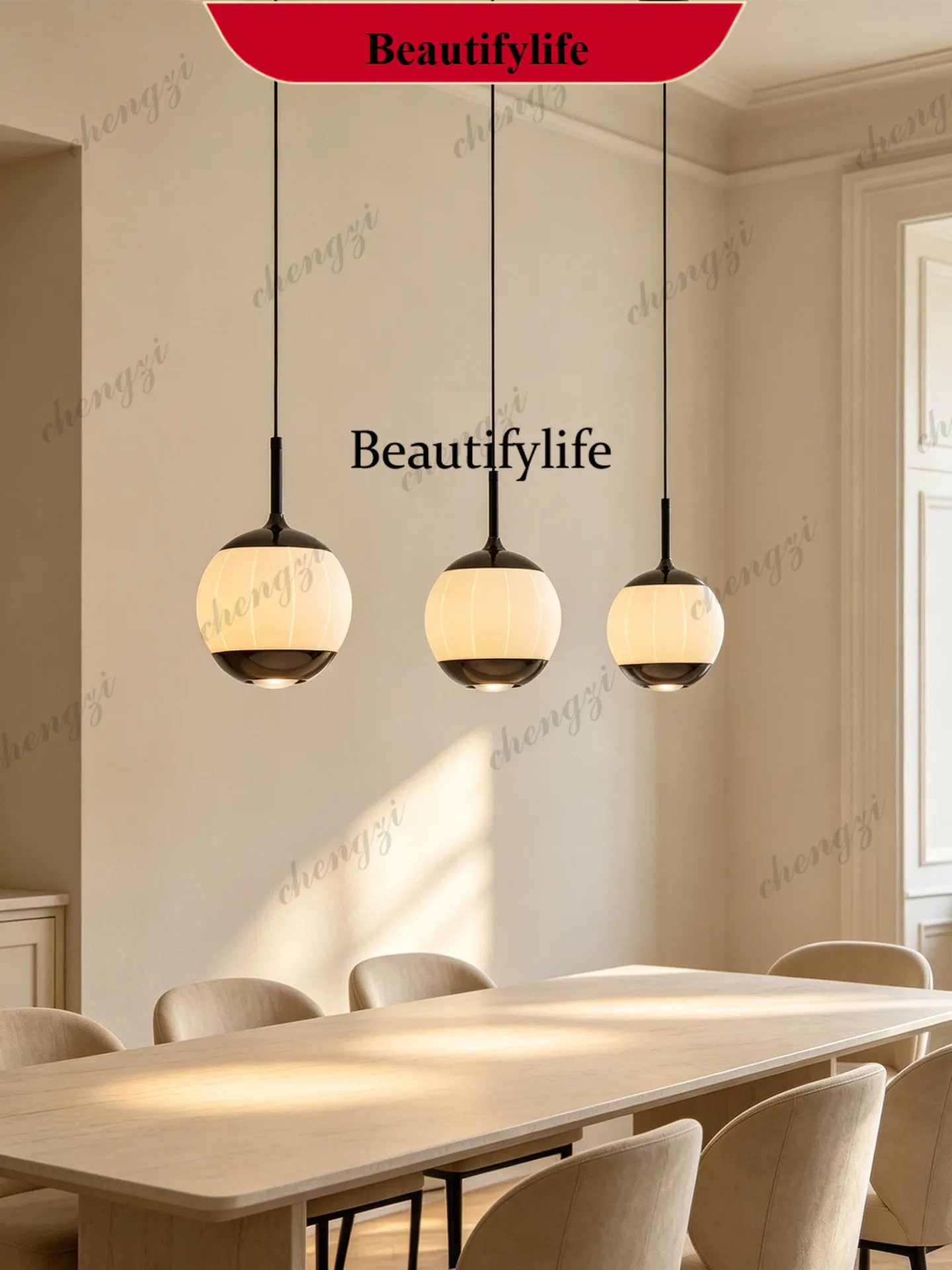 M138 Medieval restaurant ball chandelier minimalist creative milk tea shop bar counter cream wind bedroom bedside