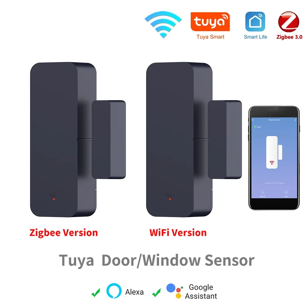 Tuya Zigbee Wifi Door Sensor Window Entry Sensor Security Burglar Magnetic Sensor Alarm Smart Life Work With Alexa Google Home