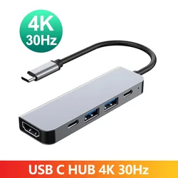 USB C HUB 4K 30Hz PD100W Dock USB-C 3.1 Splitter Type-C USBC Docking Station Adapter for MacBook Laptop iPad Huawei USB 3.0 HUB