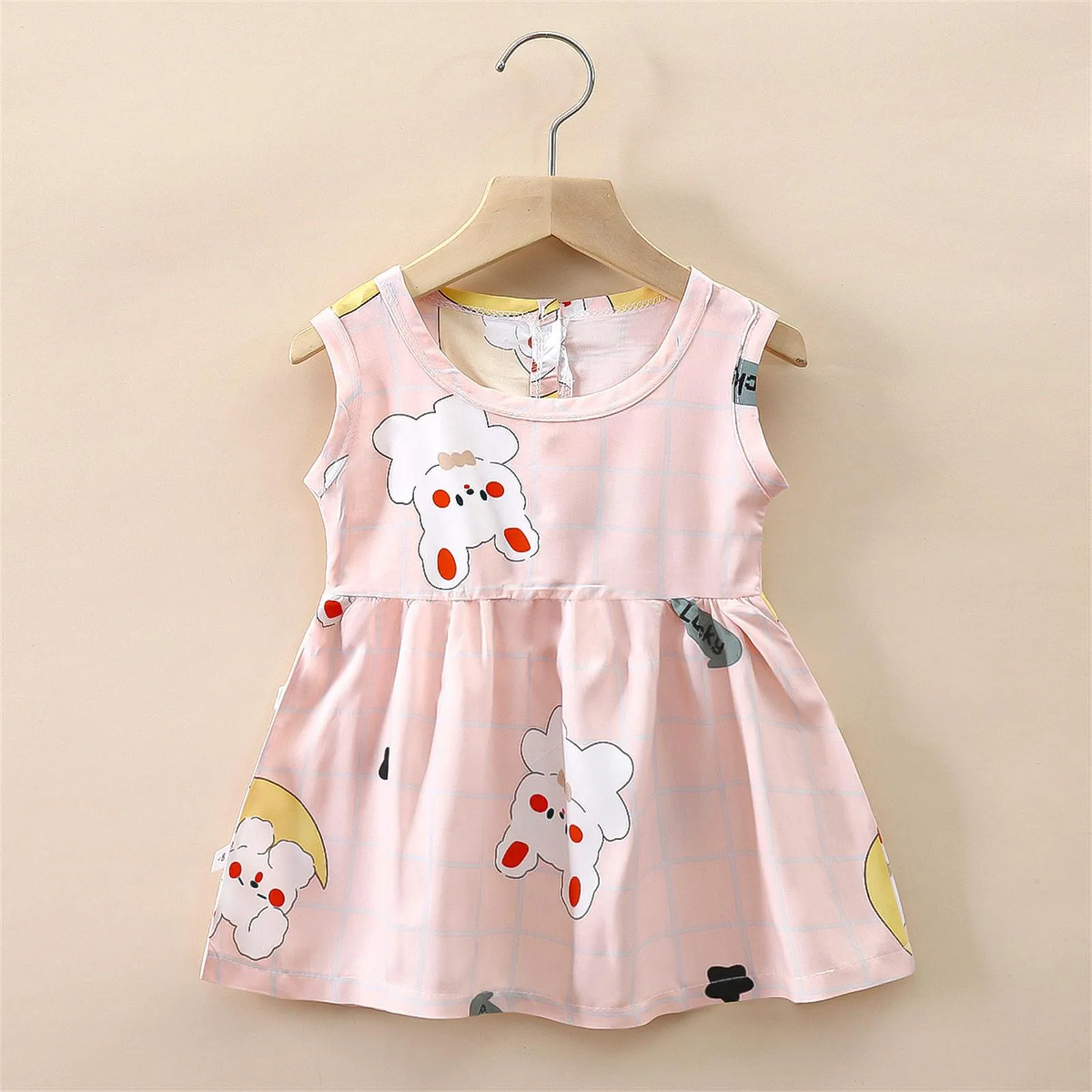 Girls Dress Summer 2024 New Floral Pattern Children\'s Skirt Cotton Sundress Cute Comfortable Baby Wearing Beach Holiday Dress