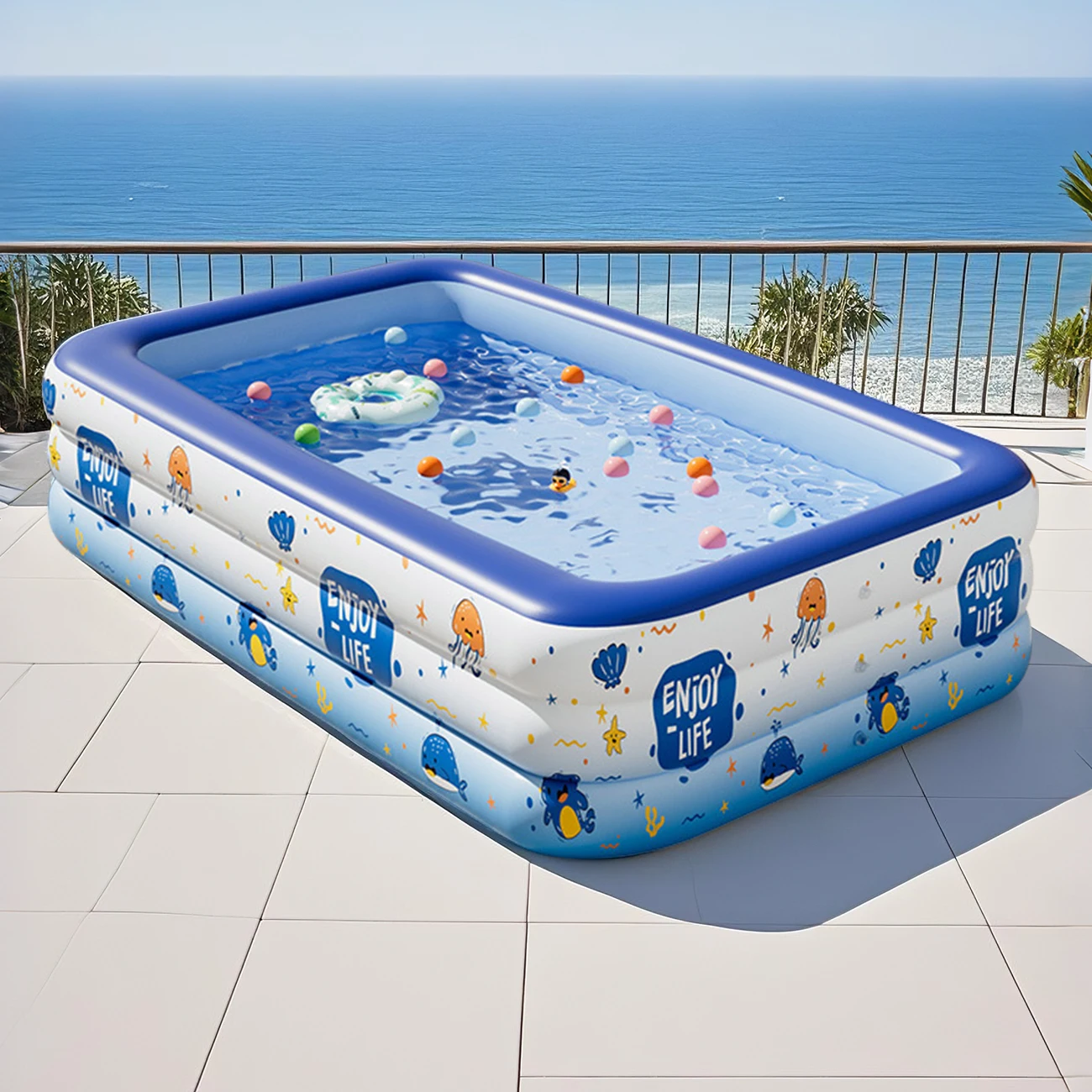 Grande piscine gonflable 1 pièce, idéale pour l'arrière-cour et le plaisir familial, conception aux couleurs vives