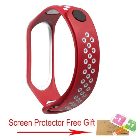 Esporte pulseira de silicone cinta para xiaomi mi banda 4 mi4 relógio inteligente substituição pulseira com filme tela