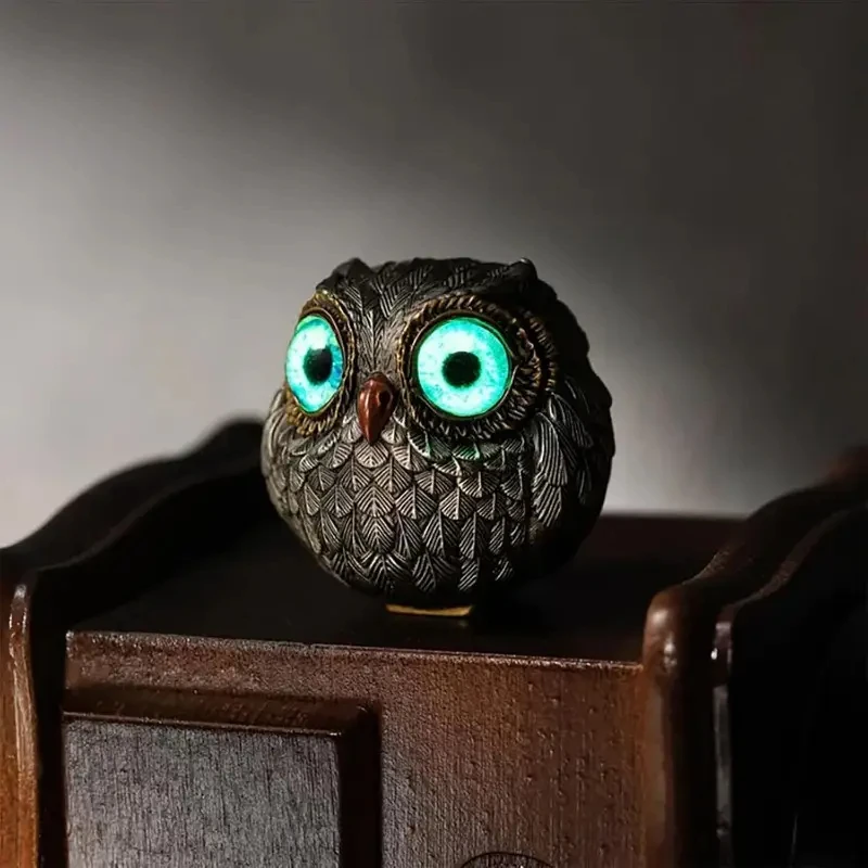 Vintage Miniature Owl Guardian Statue Resin Bird Figurine Home Decor Ideal Gift for Owl Lovers Perfect Room Decor