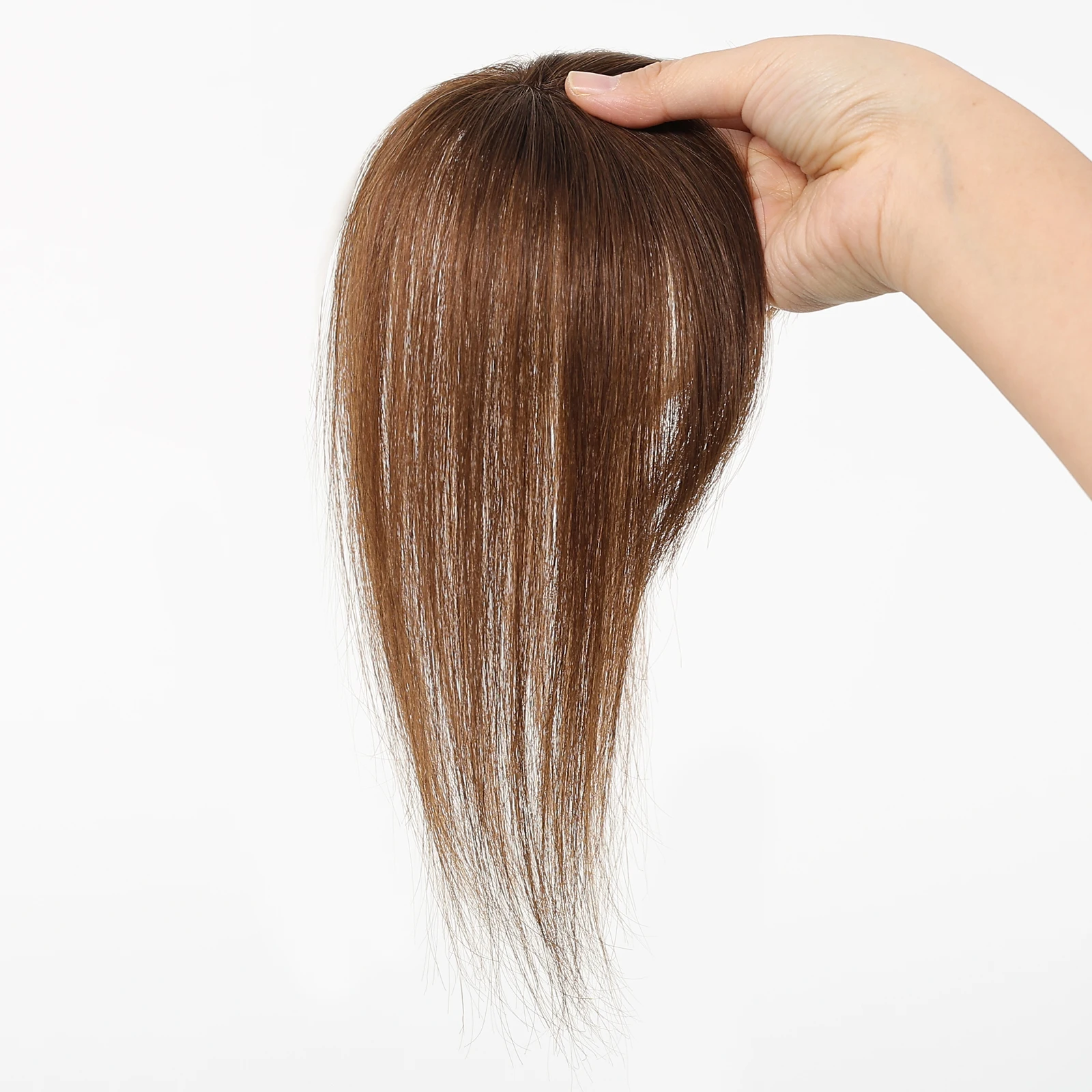 100% ريمي الشعر البشري القبعات العالية مع الانفجارات البني قطع الشعر ثلاثية الأبعاد Wispy الانفجارات للنساء شعر رقيق شعر بشري حقيقي توبر كليب في #6