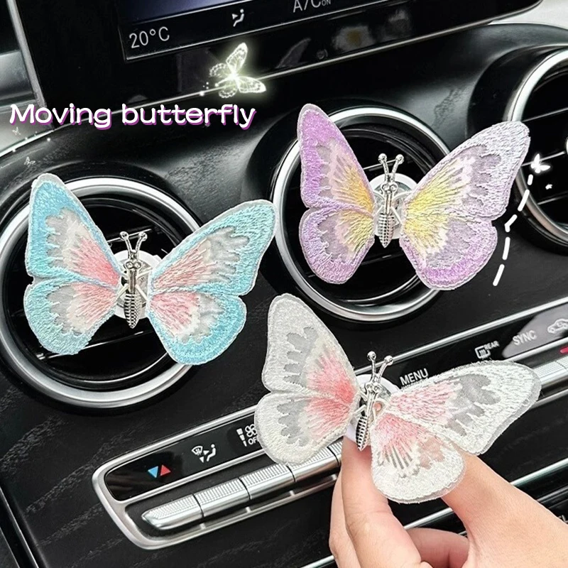 Car Moving Butterfly Air Conditioner Outlet Decoration Clip Auto Interior Ornaments Accessories Jewelry Car Decor