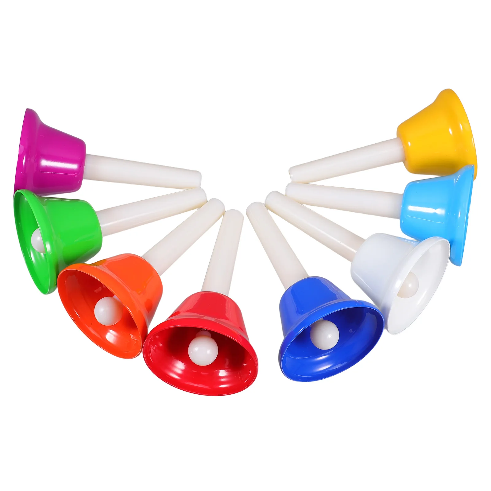 Cloches à main colorées à huit tons, 8 pièces, Instruments de musique pour enfants en bas âge, ensemble en bois et métal pour l'apprentissage du rythme, clochettes, jouets pour bébés