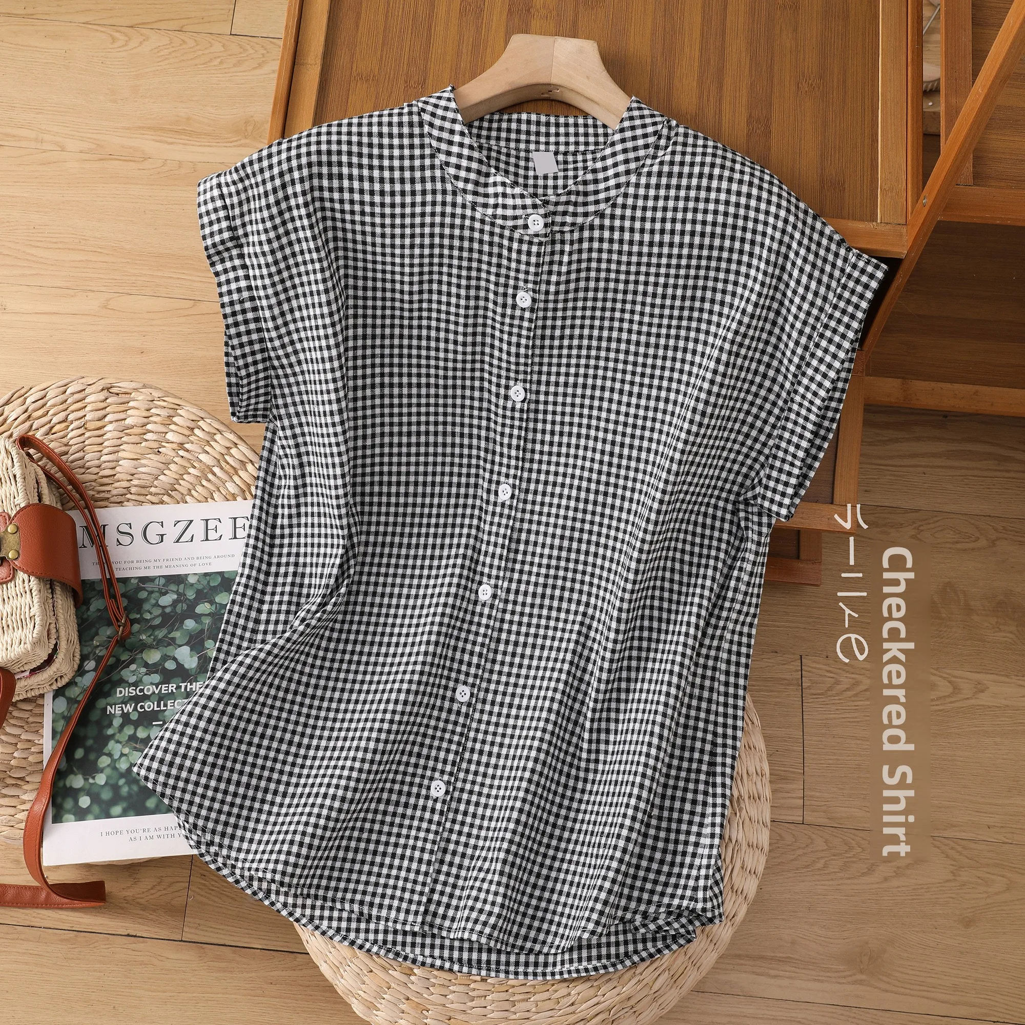 

Summer Casual Loose Comfortable Cotton Linen Sleeveless Stand Collar Women's Shirt T-Shirt Open Cardigan Chinese Style Top