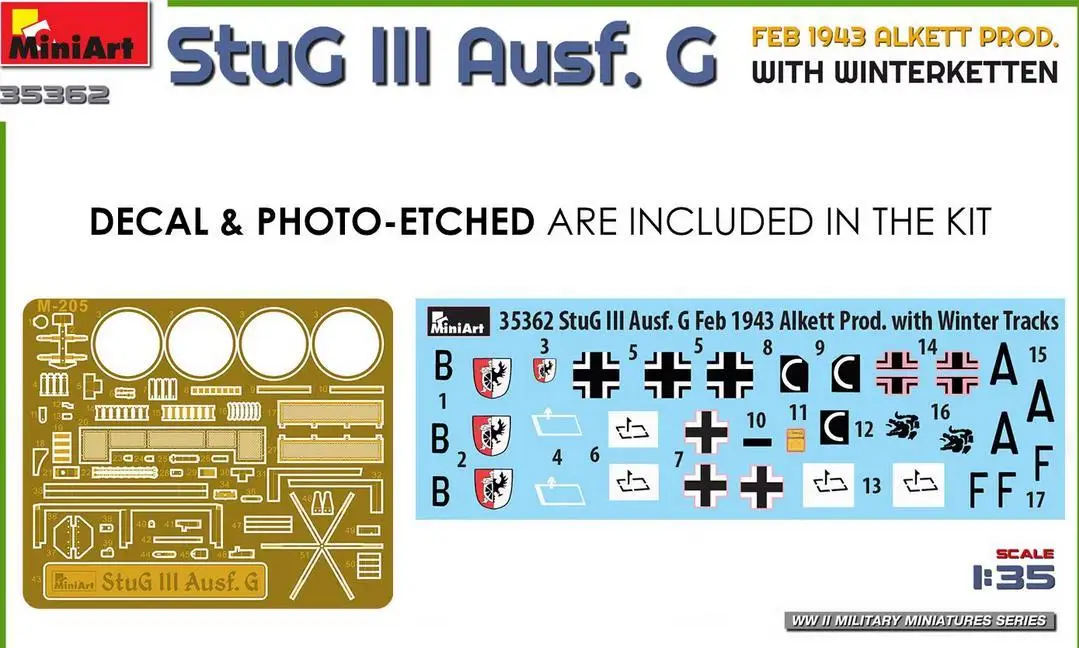 MINIART 35362 1/35 Scale Stug III Ausf. G Feb 1943 Alkett Prod. With Winterketten Model Kit