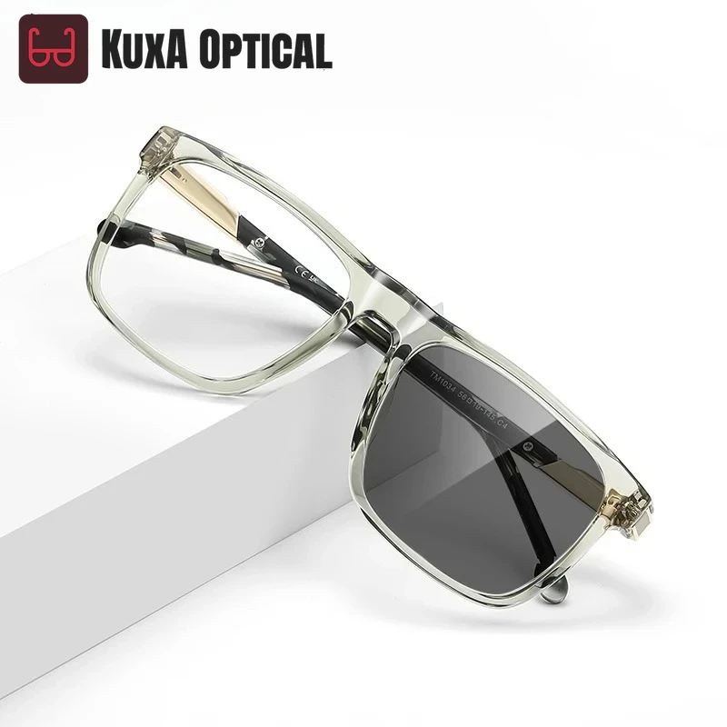 

KUXA новые модные мужские фотохромные очки в большой оправе с индивидуальным дизайном и защитой от синего света, настраиваемые по рецепту LS
