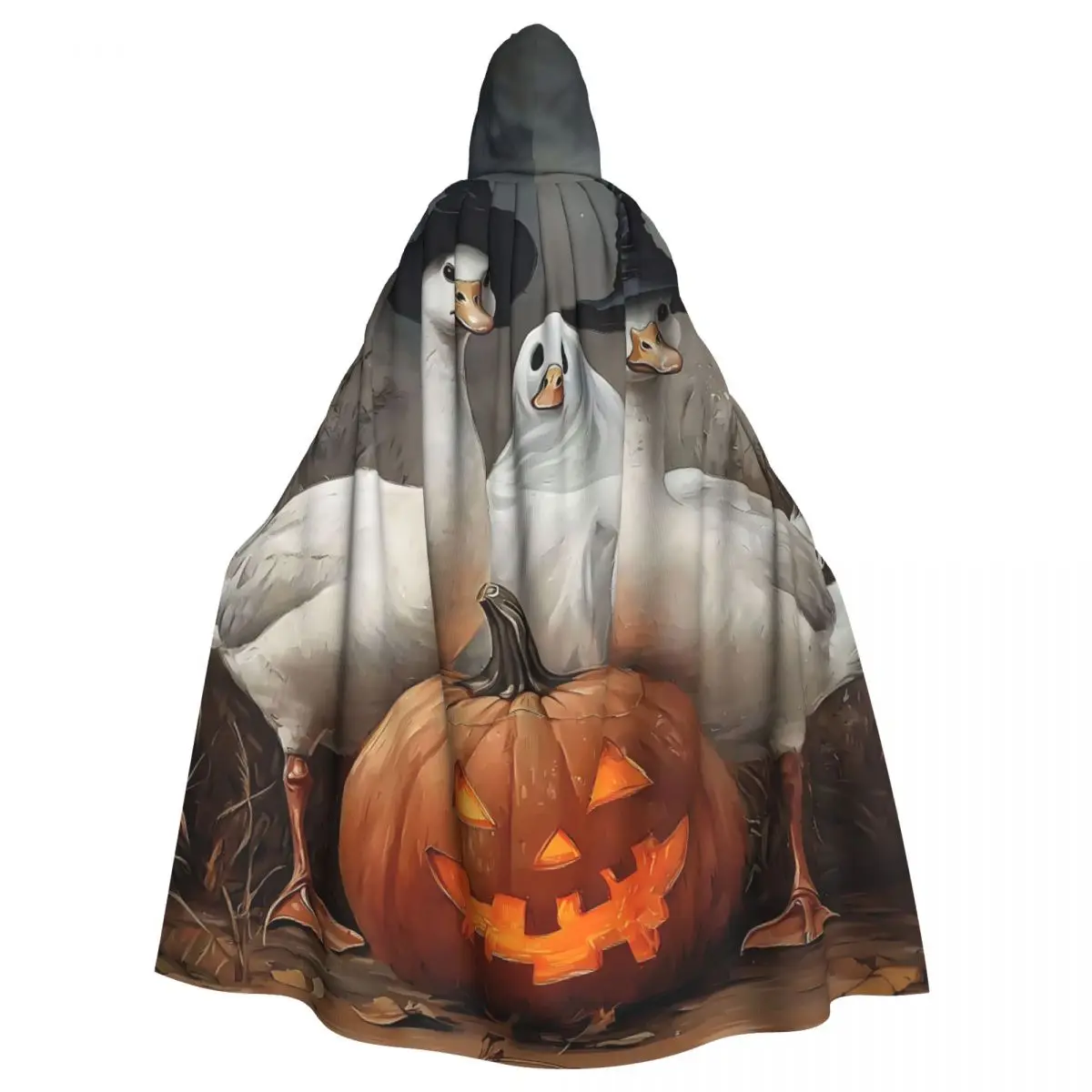 Halloween Goose Duck Long Hooded Cloak for Aldult Witchy Ghost Cape