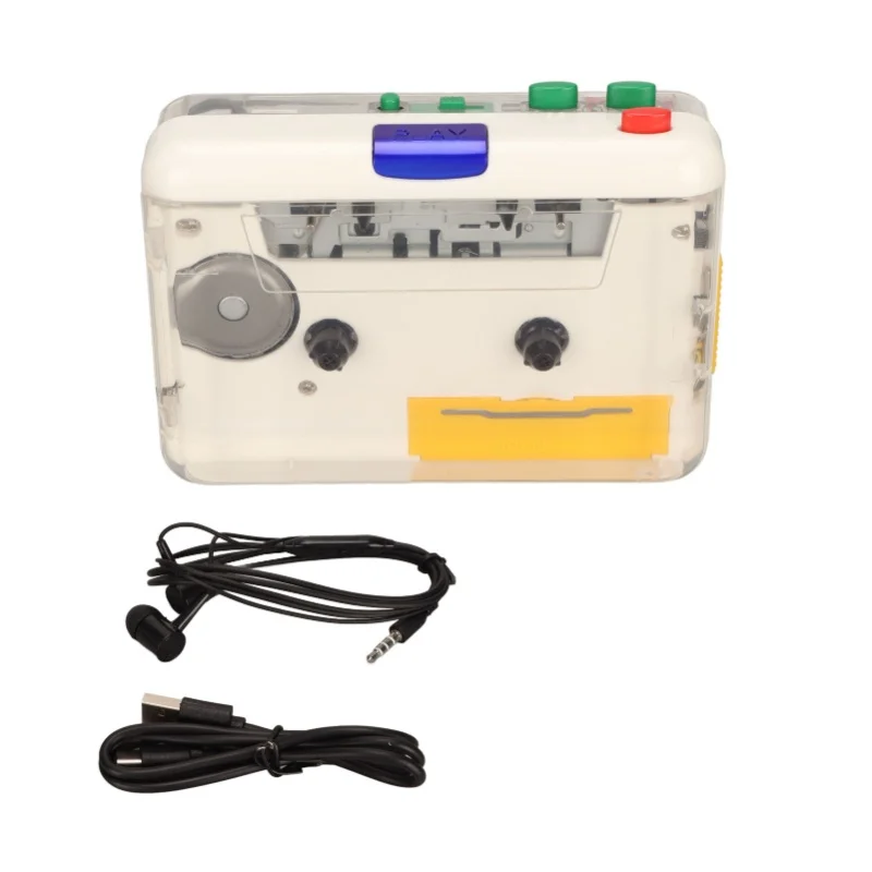USB Cassette To MP3 Converter Plug And Play Rechargeable Portable Cassette Player For Headphone Speakers PCs Laptops