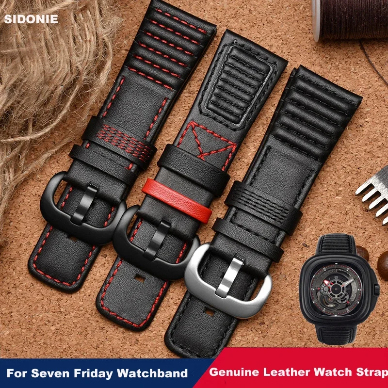 

Genuine Leather Watch Strap for Seven Friday Watchband Cowhide Q2 P1 Series Men's Leather Strap Watch Accessories 28mm