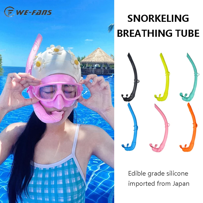 White All Silicone Wet Type Breathing Tube Full Silica Gel Foldable Snorkeling Snorkel Free Diving Scuba Swim Equipment Roll Up