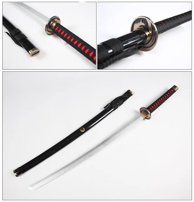 54–104 cm Sets 3 Nakigitsune Awataguchi Katana Schwerter, bemalter Holzscheit, Klinge, passend für Übungstraining, Cosplay, Waffen-Requisiten, ungescharf