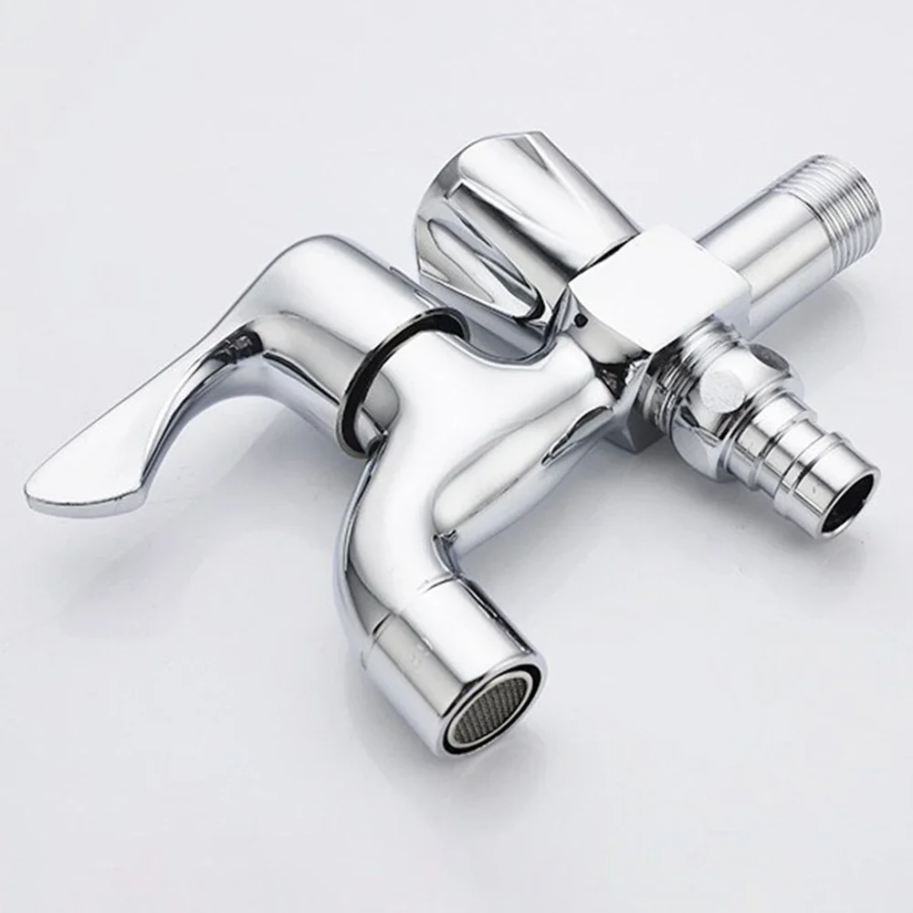 2pcs Kitchen & Bathroom Copper Faucet Wall Two Way Water Tap Control Method Single Handle Single Control