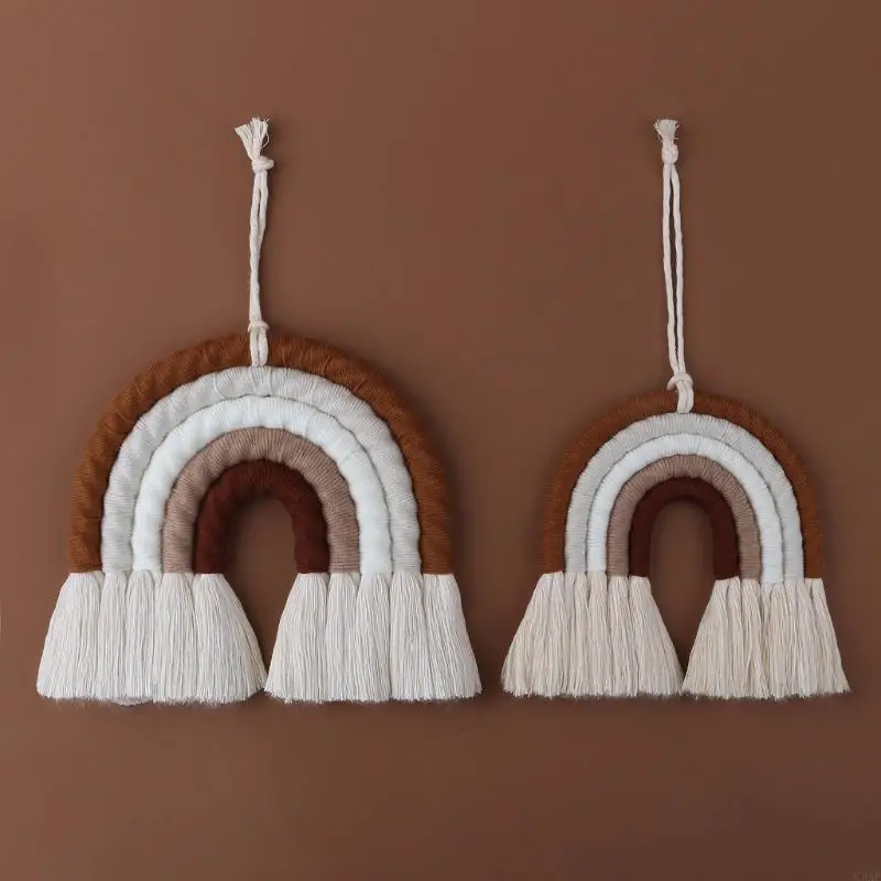C5af Boho Decor Macrame Rainbow Wall معلق للطفل الفتيات الأطفال غرف حضانة هدية