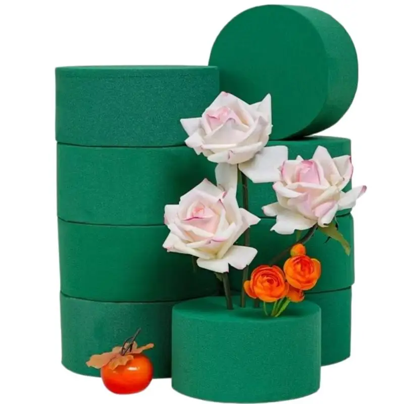5/10Pcs DIY Fresh Artificial Flowers Wet Dry Florist Foam Bricks Green Round Floral Foam Blocks Wedding Praty Flower Decor