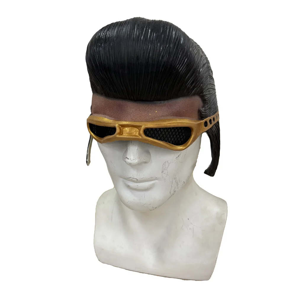 Elvis Half Face Mask Cosplay Vintage Latex Helmet Masks Carnival Masquerade Dress Up Halloween Party Costume Prop Gifts 3
