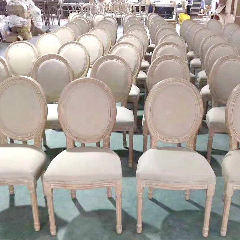 Upholstered Stackable Events Used Wooden Louis Chairs Vintage Finish