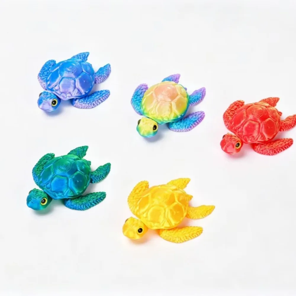 3D Printed Sea Turtle Figurine Movable Joints Tortoise Model Color Gradient Desktop Ornament Home Decoration Creative Party Gift