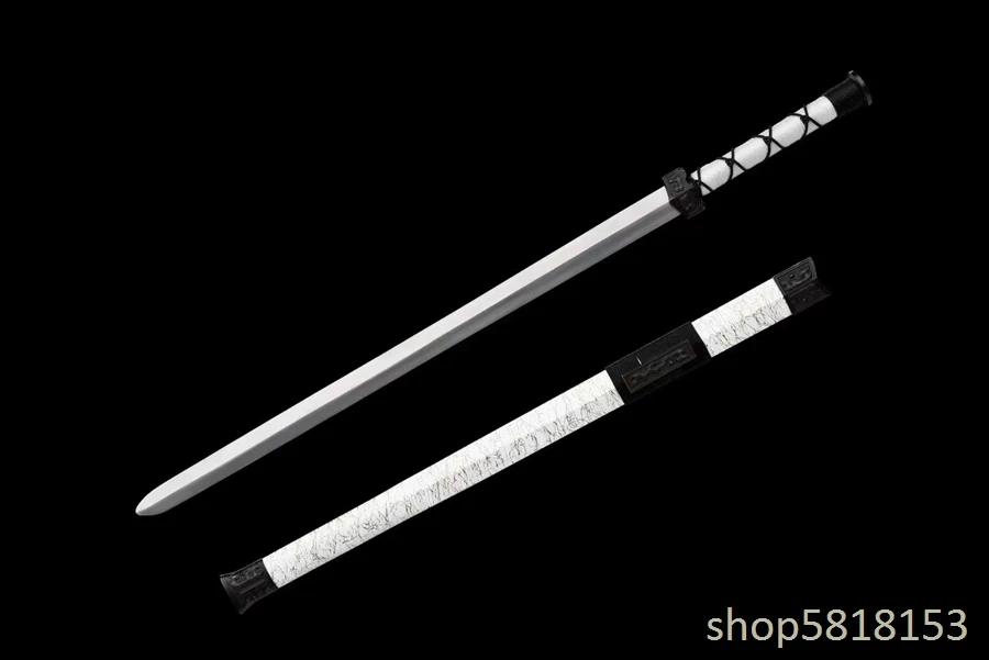 1060 carbon steel Four sides blade Chines han sword black black dragon accessories white saya