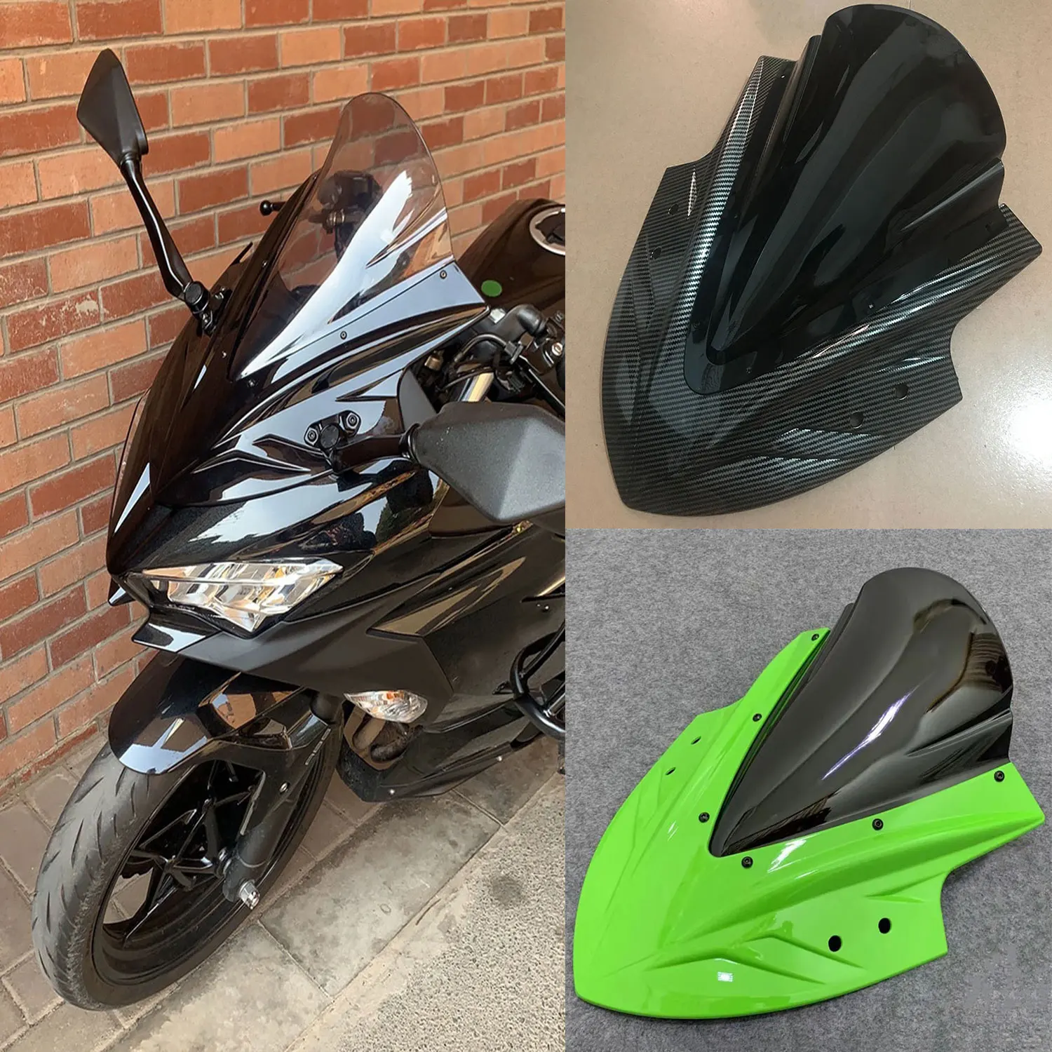 For Kawasaki NINJA 400 EX400 2018 -2024 NINJA 250 NINJA 300 2013-2018 Double Bubble Windscreen Screen Wind Deflectors Windshield