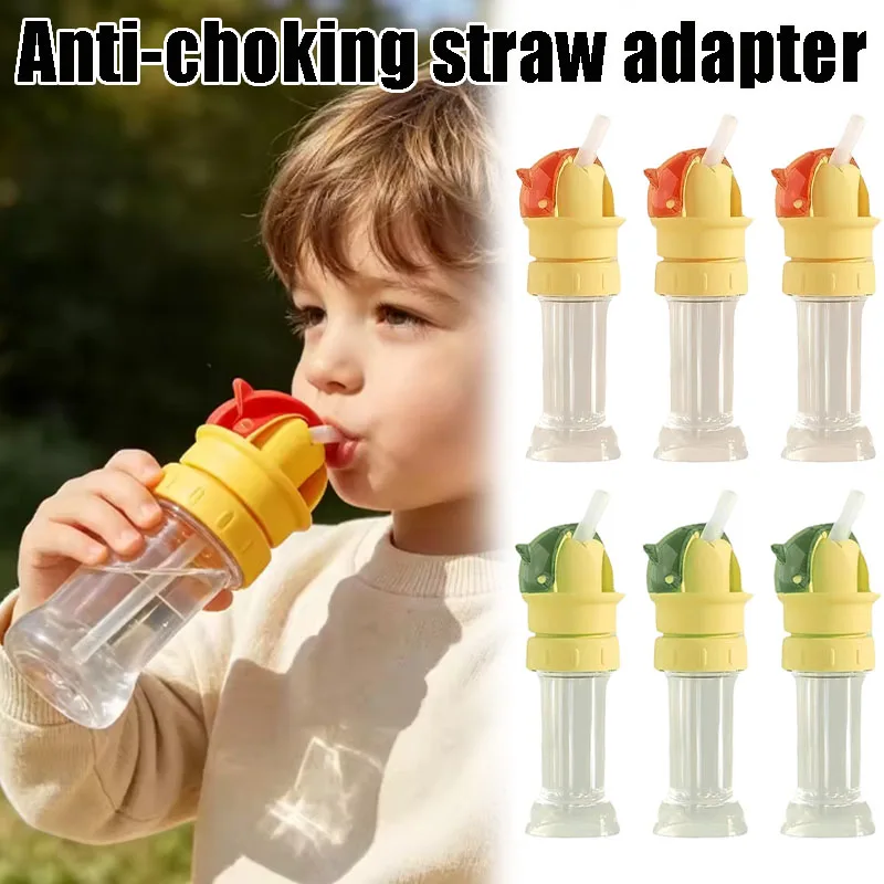 Universal Anti-Choke Straw Bottle Cap, Reusable Drinking Lid with Straw, Mineral Water Cap Conversion Accessory