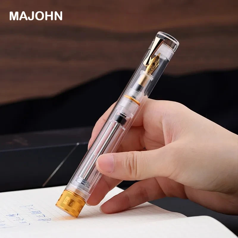 

MAJOHN V1 Transparent Resin Demonstration Vacuum Filling Inking Fountain Pen Gold-Plated Nib Stationery Office School Supplies