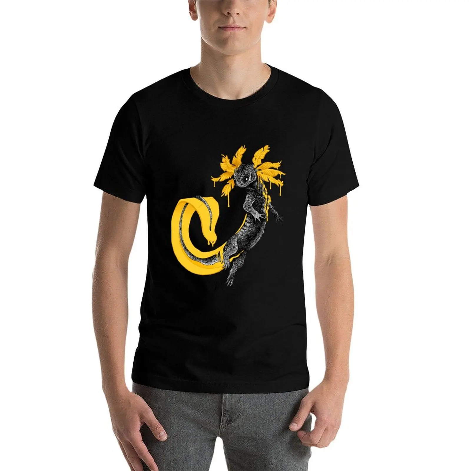 

Golden Axolotl T-Shirt man t shirt designer man t shirt luxury cotton tshirt 100% T-Shirt