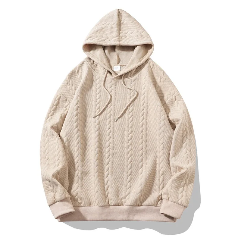 سويت شيرت رجالي بقلنسوة جديد بلون سادة كاجوال بقلنسوة متعدد الألوان وأكمام طويلة