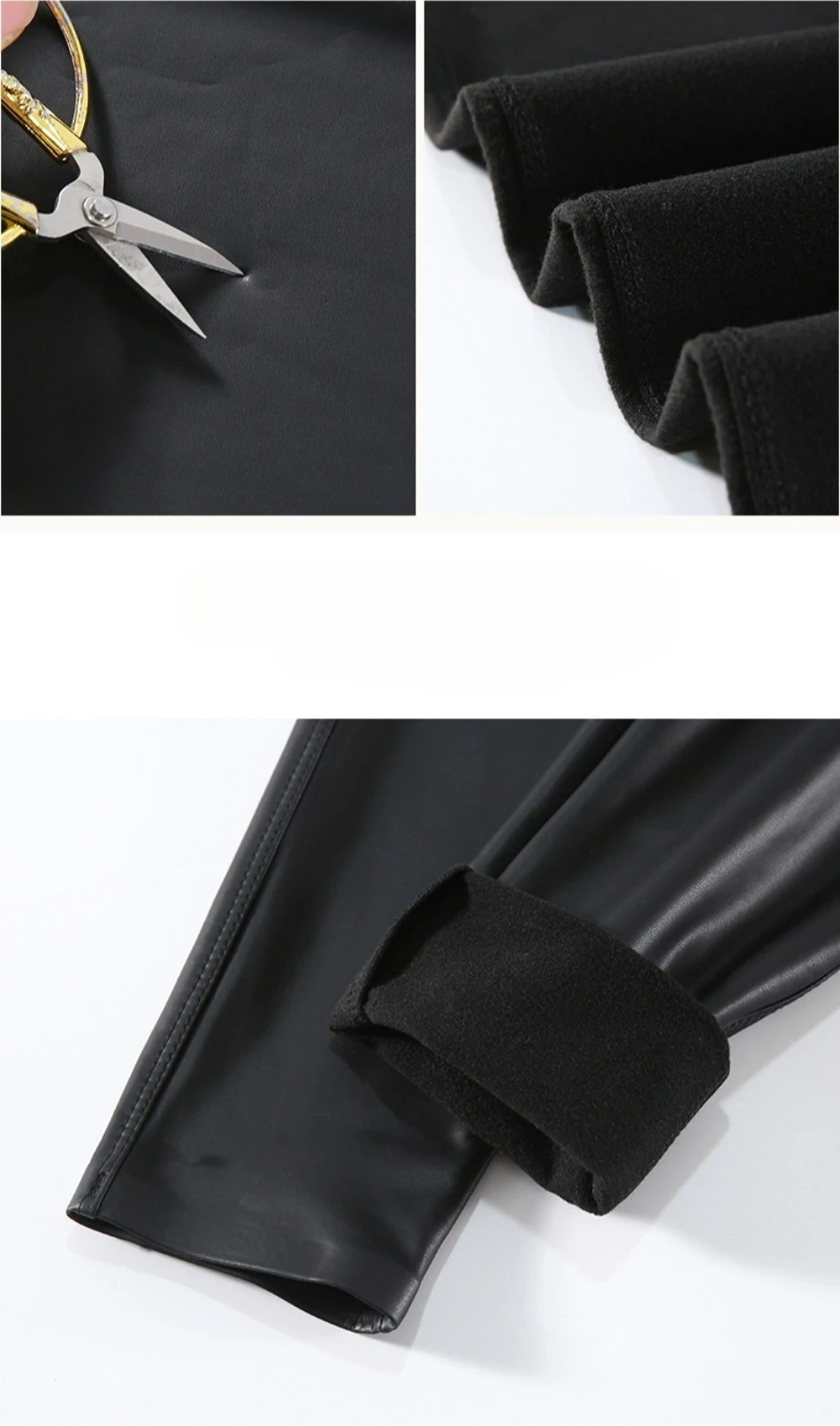 Herbst Winter Damen High Waist Tights Stretch Weiche Dünne Fleece Leggings Sexy Schlankmachende PU-Lederhosen Modische Damenkleidung – Detail 21