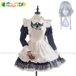 Anime Izayoi Sakuya Cosplay Costume Party Role Play Clothing Girls Maid Blue Dress Wig