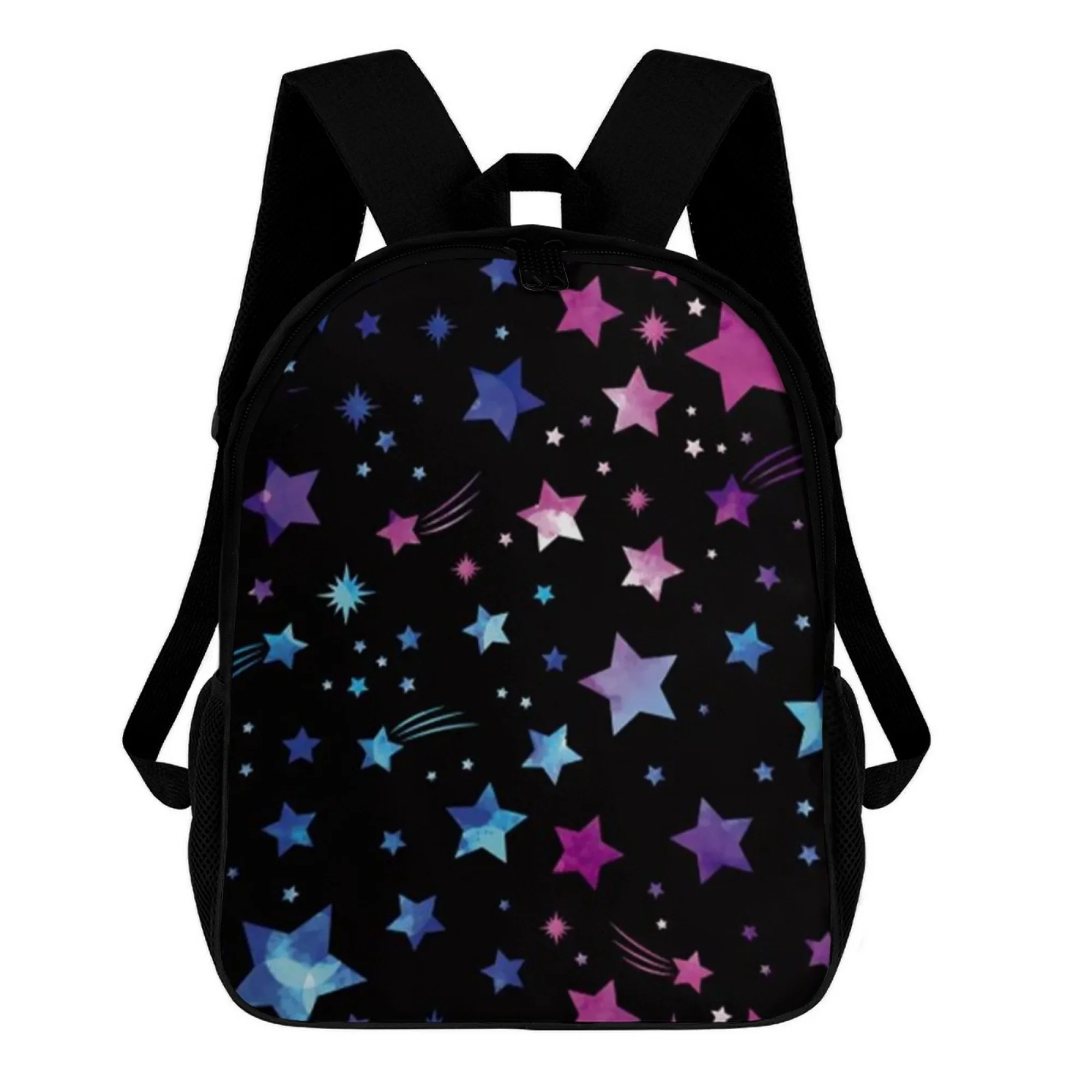 

12in Vibrant Multicolor Stars Print Backpack, High-quality Polyester, Suitable for Teen School, Travel & Outdoor Adventures