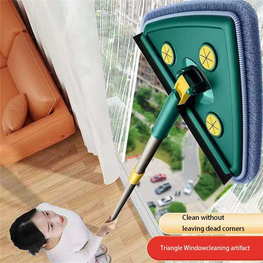 Triangular Squeeze Cleaning Mop,360 Degree Rotatable, Telescopic Mops, Floor Cleaning, Glass, Wall, Windows, Clean For Home Tool