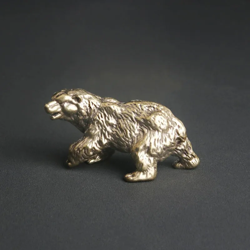 

Antique Brass Polar Bear Desktop Ornaments Bear Copper Carving Crafts Tea Ceremony Tea Pet Ornaments