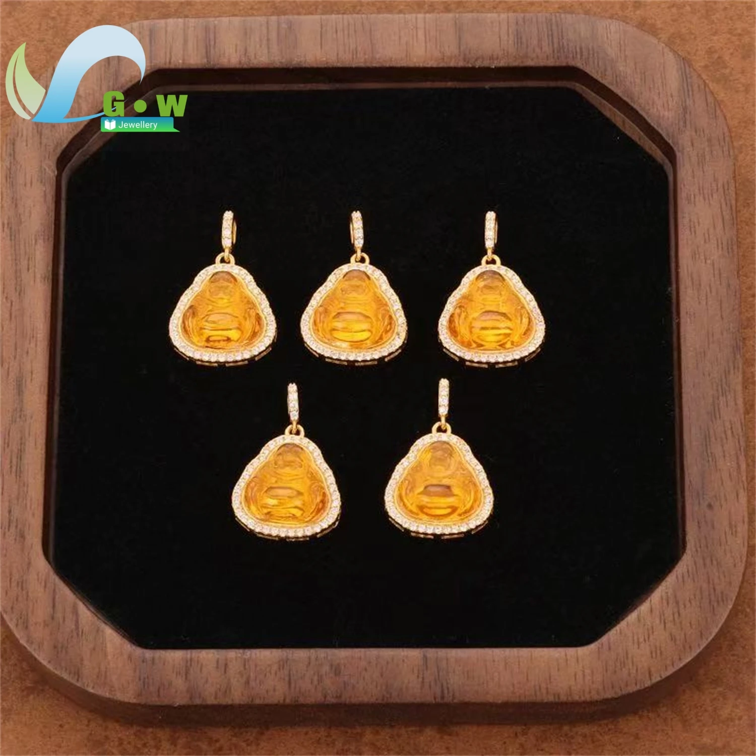 Natural Citrine Laughing Buddha Pendant Hanging Yellow Gemstone Amulet Necklace Unisex Carved Jewelry Lucky Charm Gift For Men