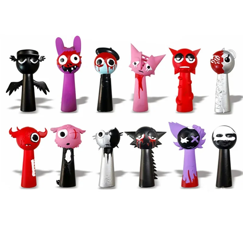 12PCS Sprunki Figures Toy Incredibox Cartoon Game Action Figure Cake Decor Ornament Models Christmas Birthday Gifts For Children