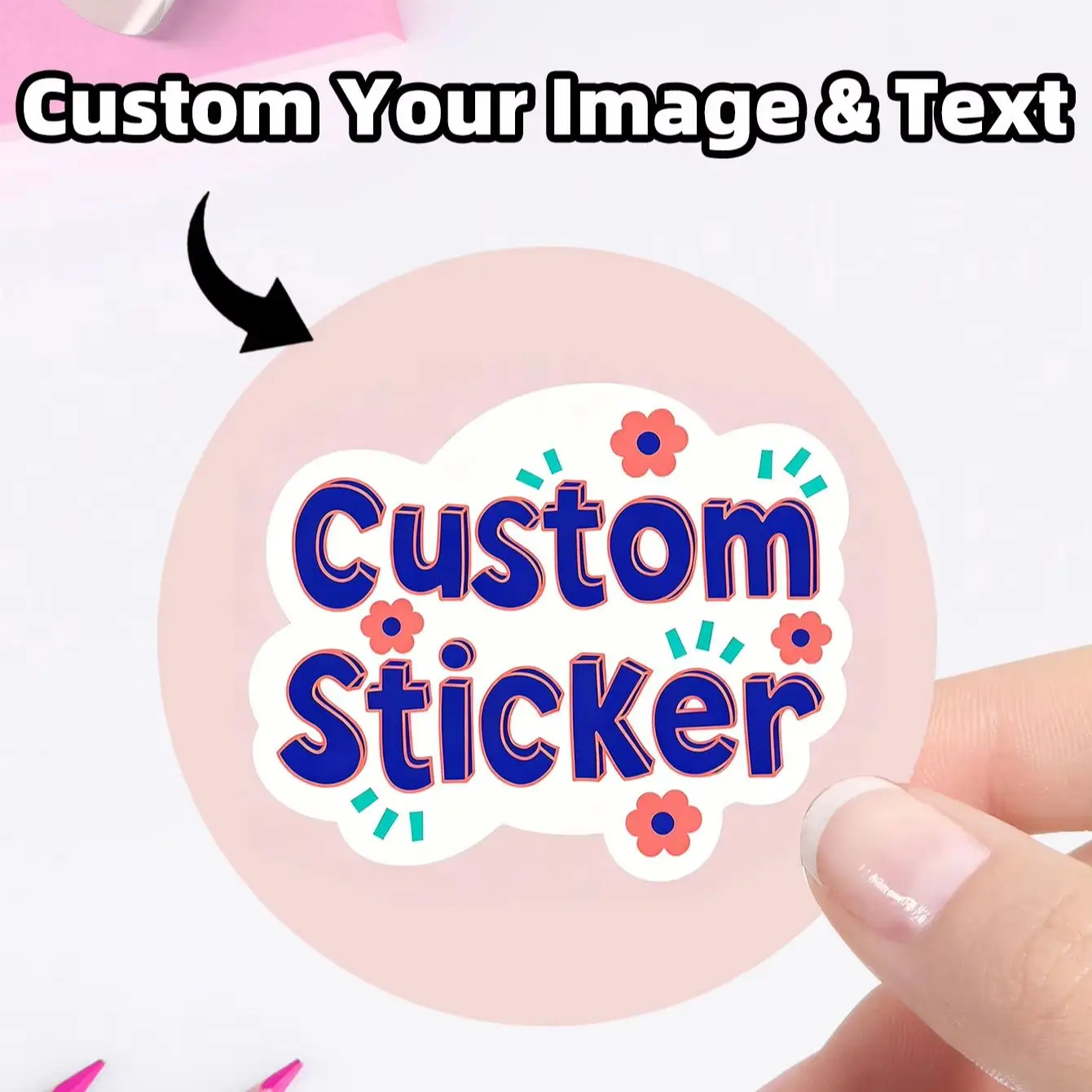 1/60/120Pcs Round Custom Personalized Text Image Stickers, Car Interior Decor Labels for Dashboard Console Trim