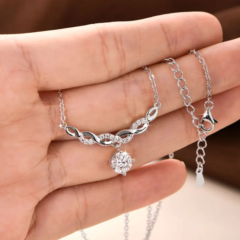 

Ehhai 6.5mm Round Moissanite Woven Infinite Pendant Necklace Chain for Women 14k Gold Filled Fine Jewelry Wedding Gifts Choker