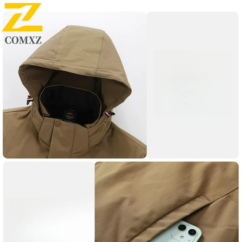 Winter Cotton Jacket Men Fleece Lined Thickened Warm Plus Size Windproof Coat Casual Outdoor Cold Weather Workwear Parka