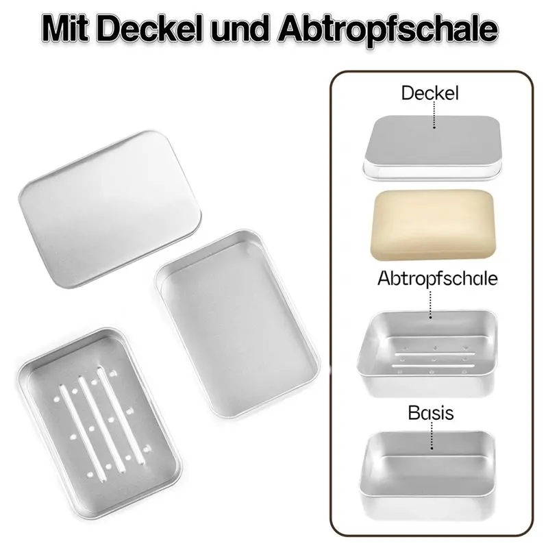 ABGG-4 Aluminium Soap Dishes With Draining Rack,Moisture-Resistant, Rustproof Metal Soap Dishes For Home Or Travel