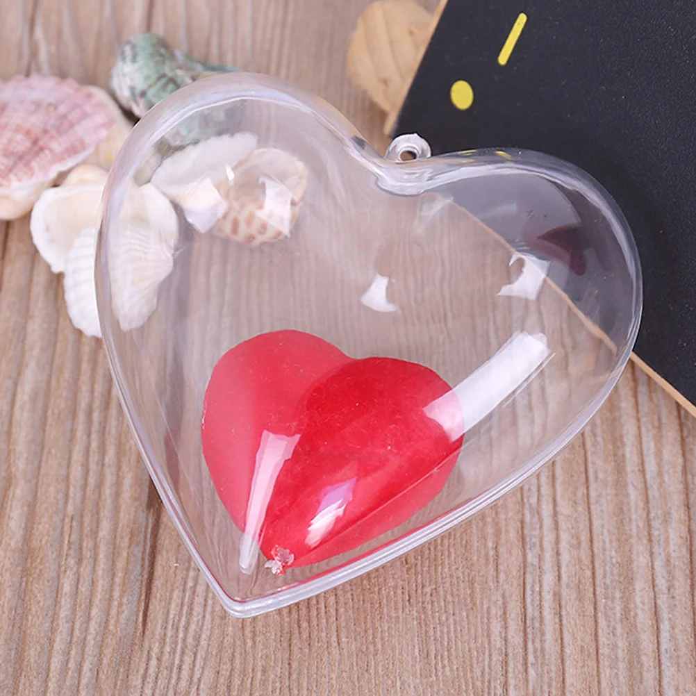 

12Pcs Transparent Heart Christmas Balls Fillable Plastic Ornament for DIY Decorative Hanging Xmas Tree Party Decoration Clear