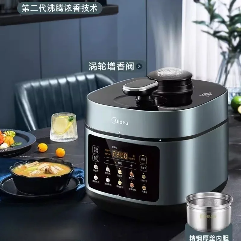 5L Large Capacity 0-Coating Dual-Liner Electric Pressure Cooker Smart Multi-Cooker 304 Stainless Steel for Home Use