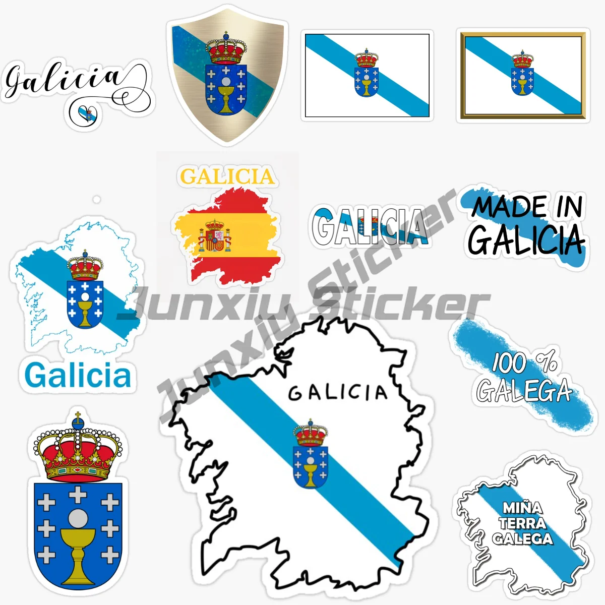 

Spain GALICIA Car Stickers PVC Vinyl Self-adhesive Truck Racing Car Laptop Moto Helmet Door Book Windows Decals Customizable