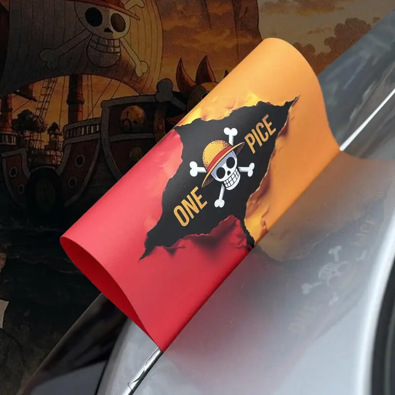 Animation One Piece Car Washable Label Washable Label Car Sticker Decorative Car Tail Sticker Label Cartoon Car Holiday Gift