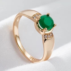 Wbmqda Luxury Emerald Genuine Jewelry Ring For Women 585 Rose Gold Color With White Natural Zircon Elegant Wedding Party Jewelry