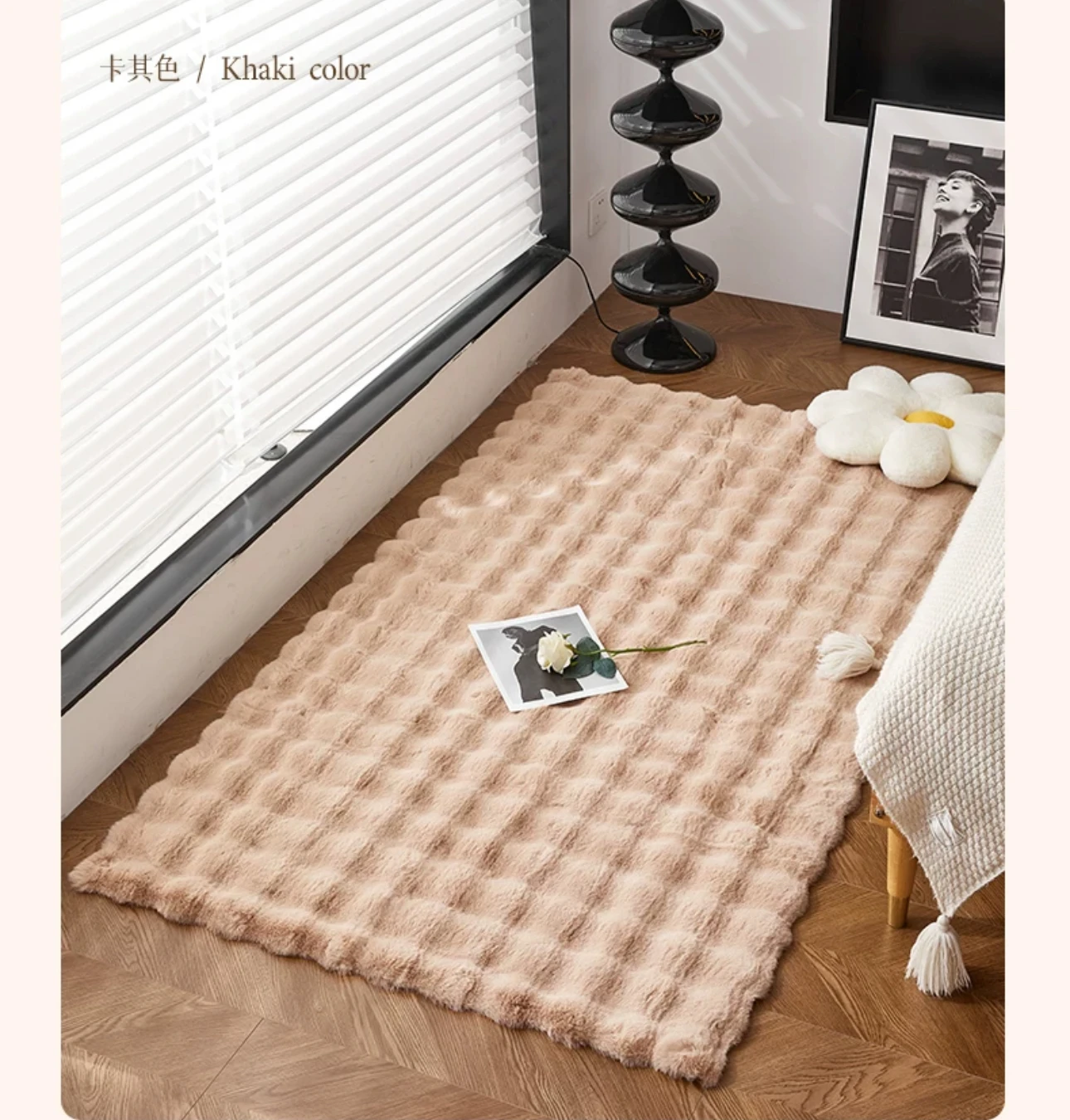 Cream wind rabbit plush carpet bedroom ins bedside carpet cloakroom living room bay window sofa carpet floor mat window